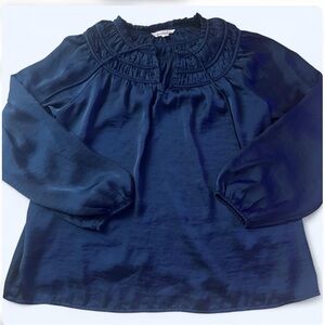 Lucky Brand Deep Blue Ruffled Blouse